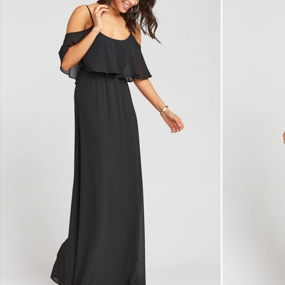Show Me Your Mumu new with tags Black Caitlin Ruffle Maxi Dress